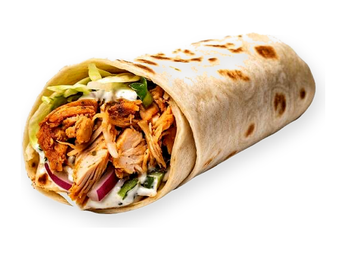 Fresh doner kebab wraps and fries